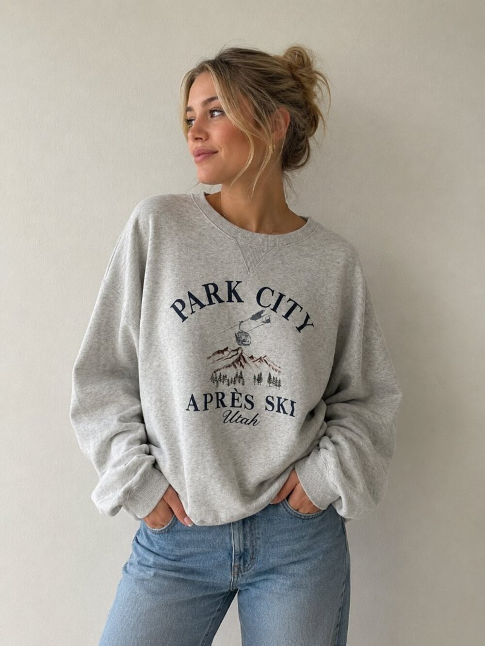 Aéropostale Park City Gray Après Ski Graphic Crewneck Sweatshirt Gray XXL